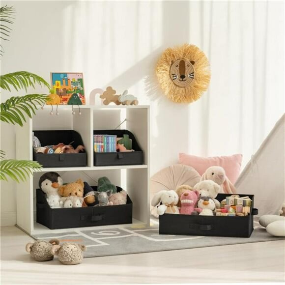 Storage Baskets for Shelves Fabric Bins Black Extra Large 3  Closet Organizer Storage Bins Fabric Shelf Baskets Foldable 3 Pack Black